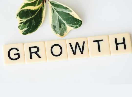 growth spelled out using scrabble tiles