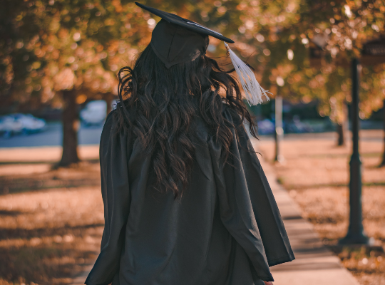 Woman in graduation gown