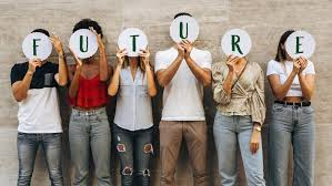 Image of people holding up letters that spell future (decorative)